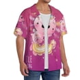thumbnail image 2 of Zeuib Cute Pink Axolotl A Men's Short Sleeve Button-Down Shirt,Cuban Shirts Classic, Comfortable and Versatile Short Sleeve Dress Shirts for Every Occasion-Large, 2 of 5