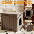 thumbnail image 5 of Cat Litter Box Enclosure, Multi-Functional Hidden Litter Box Furniture & Indoor Outdoor Cat House with Side Table Design, Openable Front Door & Raised Floor, Easy to Clean & Assemble, Grey, 5 of 9