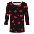 thumbnail image 4 of gakvbuo Valentine Day Shirt for Women Trendy 3/4 Sleeve Tunic Tops Cute Graphic Tees Round Neck Casual Funny Shirts Tops Blouse, 4 of 5