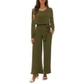 thumbnail image 2 of VBARHMQRT Full Body Jumpsuit Sexy Solid Colored Collarless Long Sleeve Cinching Pencil Pant Suit with Pockets and Waist Belt Long Sleeve Romper Dress for Women Summer Rompers for Women Plus Size, 2 of 4