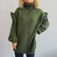 thumbnail image 4 of Ltctricy Oversized Sweaters for Women Ruffle Long Sleeve Turtleneck Loose Casual Pullover Sweaters Fall Winter Knit Sweaters(Army Green,Small), 4 of 6