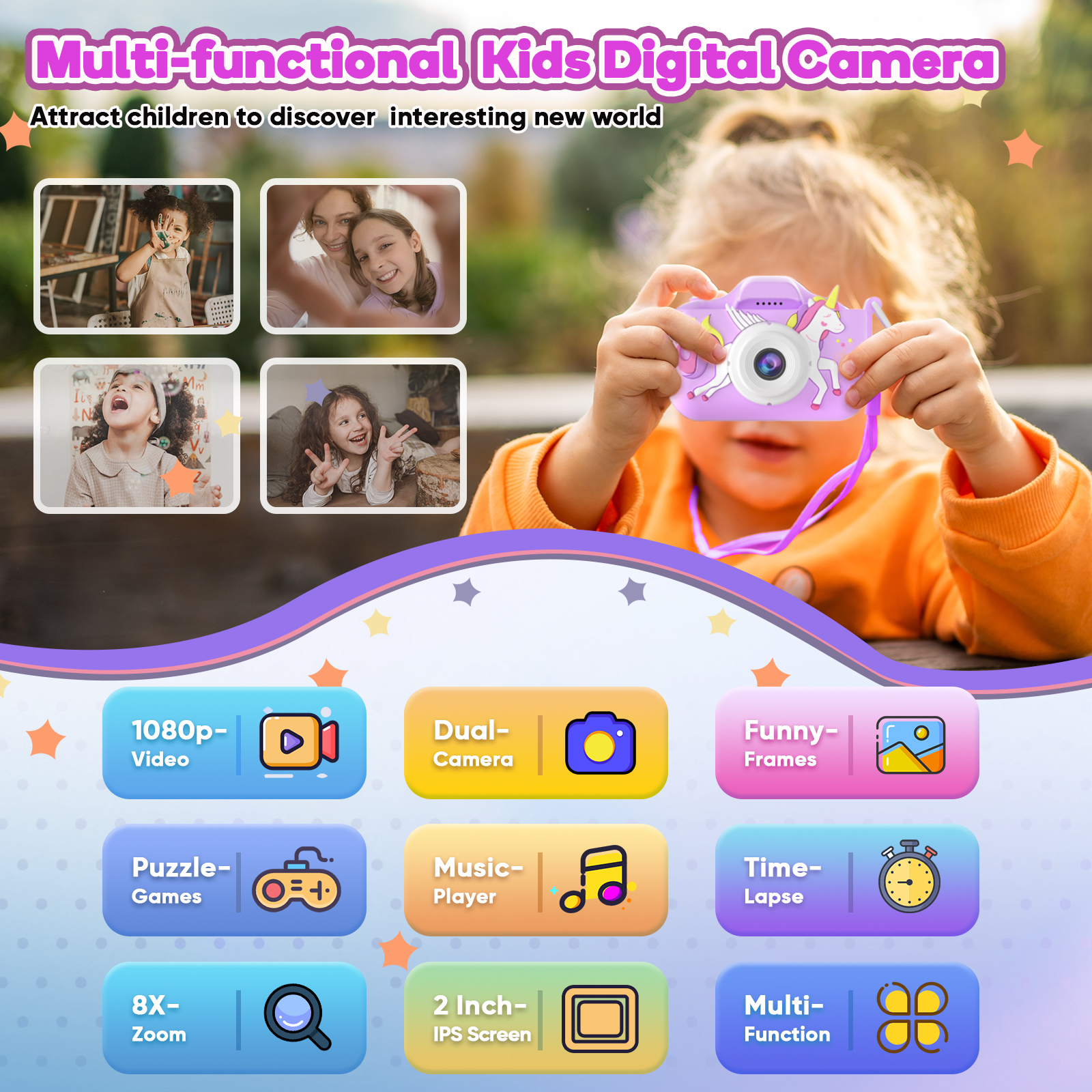 Seckton Kids Camera Dual Lens Purple Age 3-10 photo 5