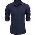 thumbnail image 2 of UKAP Mens Shirts Lapel Neck Blouse Button Down Tops Regular Fit Work Tunic Shirt Sea ​​blue 4XL, 2 of 7