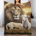 thumbnail image 3 of ARISTURING Christian Blanket Lion and Lamb Decor Throw Blanket lion of Judah Religious Faith Prayer Blanket Catholic Inspirational Gifts for Women Men Warm Soft Plush Flannel Blanket for Adult Kid, 3 of 6