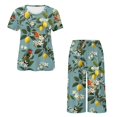 thumbnail image 5 of DISNIMO Lemon Bird Printed Women's Short Sleeve Pajama Sets, Floral Printed Sleepwear Soft 2 Pcs Pjs Set Summer Lounge for Home, 2XL, 5 of 7