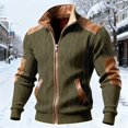 thumbnail image 2 of Fgnfyis Mens Jackets Casual Color Block Textured Lined Full Zip up Jacket Outerwear for Daily Streetwear Comfort Fit Mens Winter Coats Green S, 2 of 3