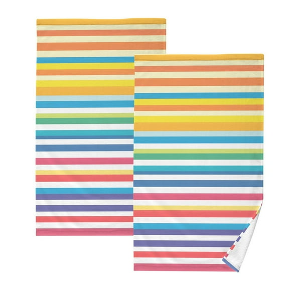 Ryvnso Rainbow Stripes Cotton Hand Towels Sets Face Towel 2 PCs Bathroom Decorative