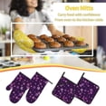 thumbnail image 5 of Fotbe Purple Snow Flakes for 4Pcs Oven Mitts and Pot Holders, 500℉ Heat Resistant Oven Mitts , Non-Slip Silicone Surface Safe for Baking, Cooking, BBQ, 5 of 6