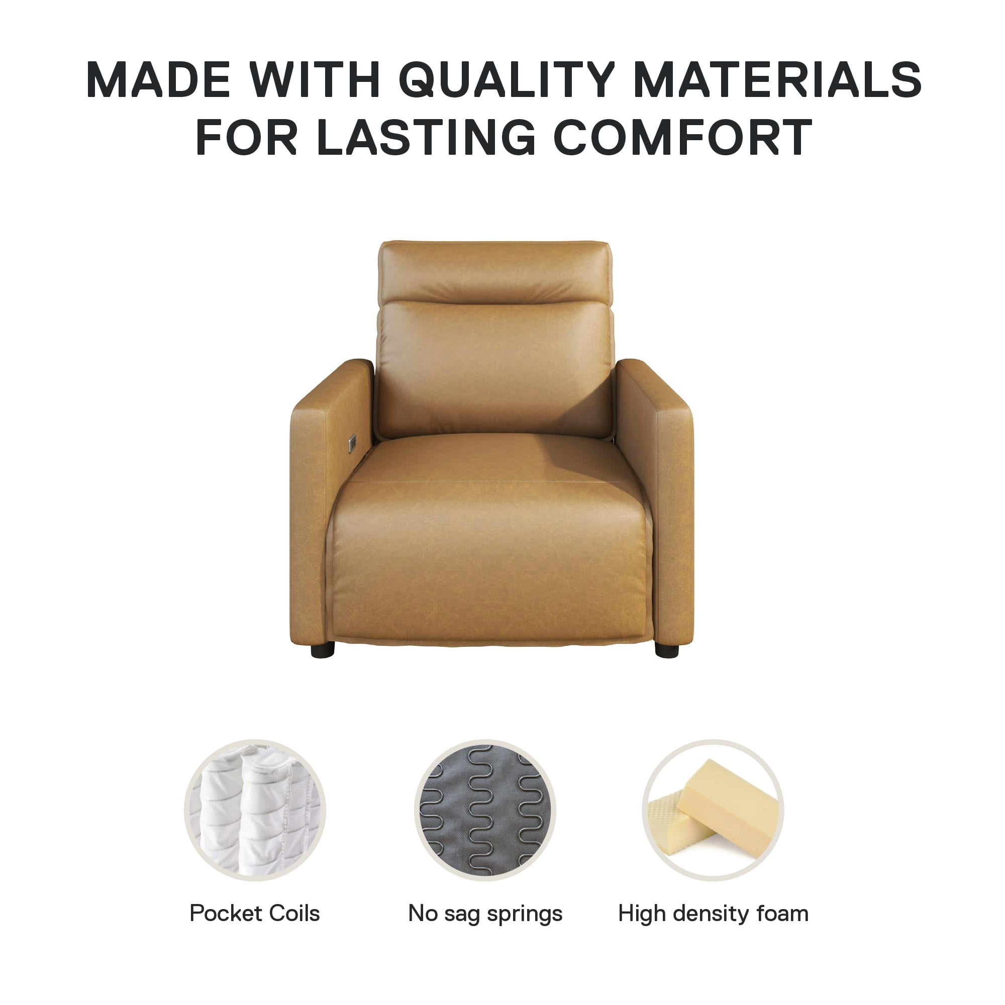 Mainstays Williamson Power Recliner in Camel Faux Leather