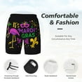 thumbnail image 3 of Fuzoiu Mardi Gras with Flamingo Print Men's Swim Shorts,Quick-Dry Double-Layer Swim Trunks,Board Trunks,Beach Shorts Swimwear Bathing Suits-, 3 of 6