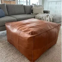 Moroccan Amazing square Vintage Ottoman 30''Pouffe Goat leather Unstuffed
