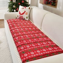 Lksixu Christmas Couch Cover, 28"x28" Square Flannel Snowflakes Pattern Decorative Sofa Cover, Soft Comfy Thickened Sofa Slipcover Non-Slip Washable Plush Couch Protector for Dogs & Cats