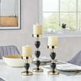 thumbnail image 5 of Danya B. Talia Black and Gold Metal Candlestick Taper Candle Holders - Set of 3, 5 of 11