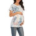 thumbnail image 2 of ZAXARRA Femmes Été Maternité Allaitement Tops Manches Courtes Col Rond Tie Dye Print en Vrac T-shirt, 2 of 4