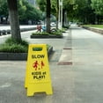 thumbnail image 2 of Juztec Slow Children at Play Safety Signs For Street, Kids At Play Sign For Street, Down Neighborhoods Crossing traffic outdoor signs (2 Pack Yellow), 2 of 13
