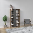 thumbnail image 2 of Ada Home Decor Furniture Multiple Tier Open Shelf Walnut Anthracite Boise Modern Bookcase, 2 of 7