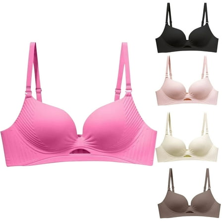 Sentmoon Bras for Women Full Coverages No Underwires Bras for Women Full Coverages Push Up Adjustable Strap Stretchy Underwear Side Support Workout Bra Casual for Office Pink M