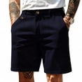 thumbnail image 2 of CIAKGIAF Shorts for Men Casual Button with Pockets Straight Leg Cargo Zipper Thin Golf Shorts Men Navy for L, 2 of 5
