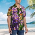 thumbnail image 3 of Fotbe butterflies and Gardens Pattern Hawaiian Shirt for Men Unisex Summer Beach Casual Short Sleeve Cotton Linen Button Down Shirts,Large, 3 of 7