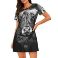 thumbnail image 1 of Easygdp Geometric Bull Design Camisón de manga corta para mujer, informal, estampado, 1 of 6