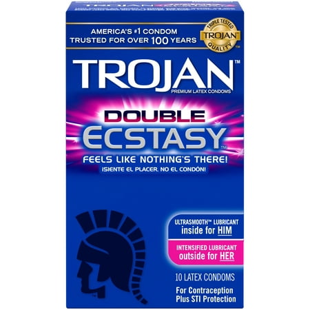 Trojan Double Ecstasy Lubricated Condoms, 10ct