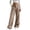 Khaki, variant on Womens Plaid Pants Wide Leg Business Casual Office Trousers Button Down Zipper Fashion Loose Pant with Pockets (L, Gray)