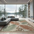 thumbnail image 2 of ODIKA 8'x10' Washable Area Rug Boho Jungle Motif With Palm Frond Accents Snake Tropical Aesthetic Playful for Dining Room, Large Office, Lounge, Non-Slip Chair-Friendly Mat, 2 of 7