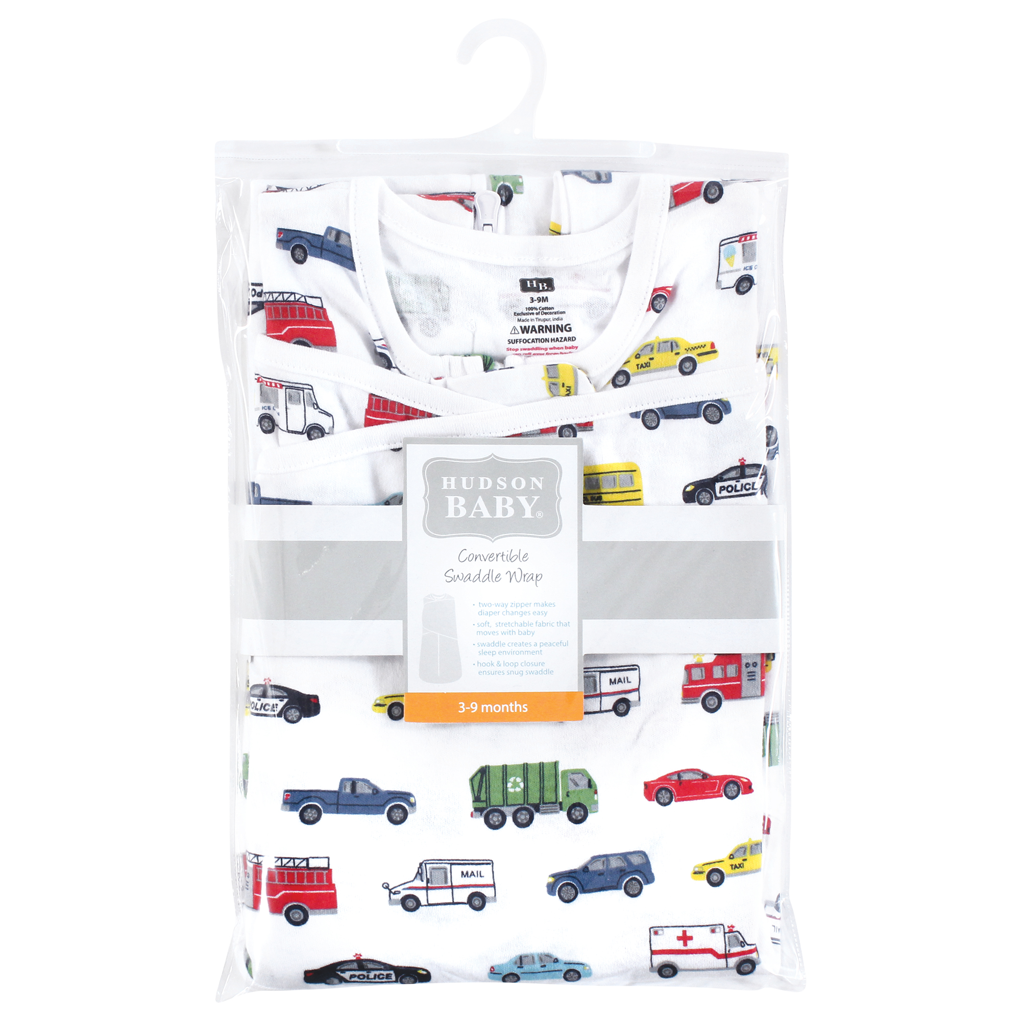 Hudson Baby Unisex Convertible Swaddle Sleep Sack, Going Places, 0-3 Months