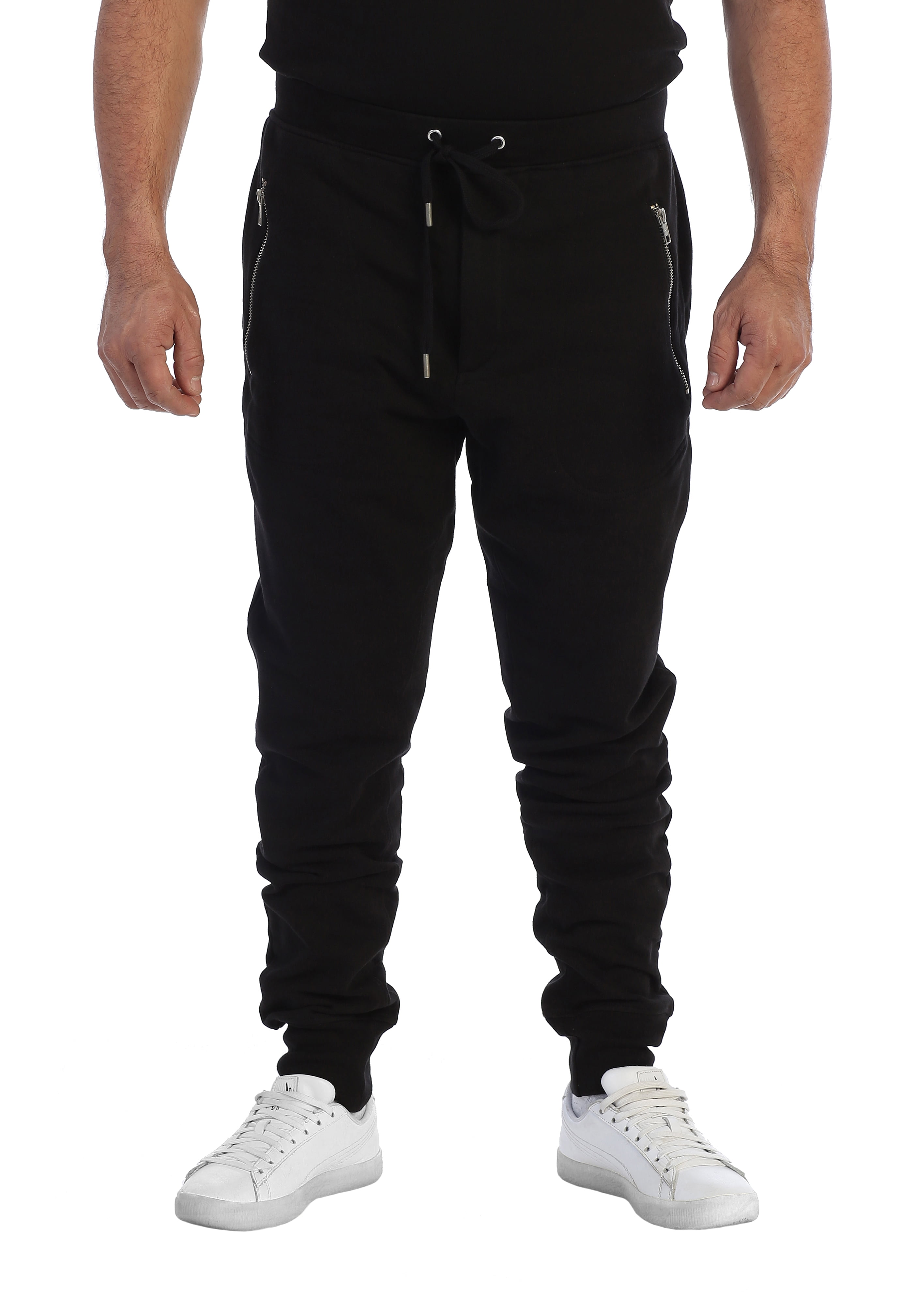 Marled Fleece Sweatpants with Draw String and Pockets for Men