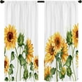 thumbnail image 6 of Sunflower Vintage Flower Kitchen Curtains Rod Pocket Yellow Farmhouse Retro Floral Small Short Cafe Curtains Wooden Board Barn Window Treatment Drapes Home Decor(27.5W X 39L Inch 2 Panels), 6 of 6