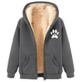 thumbnail image 5 of ZHOUCHANKIDS Hoodies for Women Winter Fleece Sweatshirt - Full Zip Up Thick Sherpa Lined Hooded Jacket Grey XXXL, 5 of 5