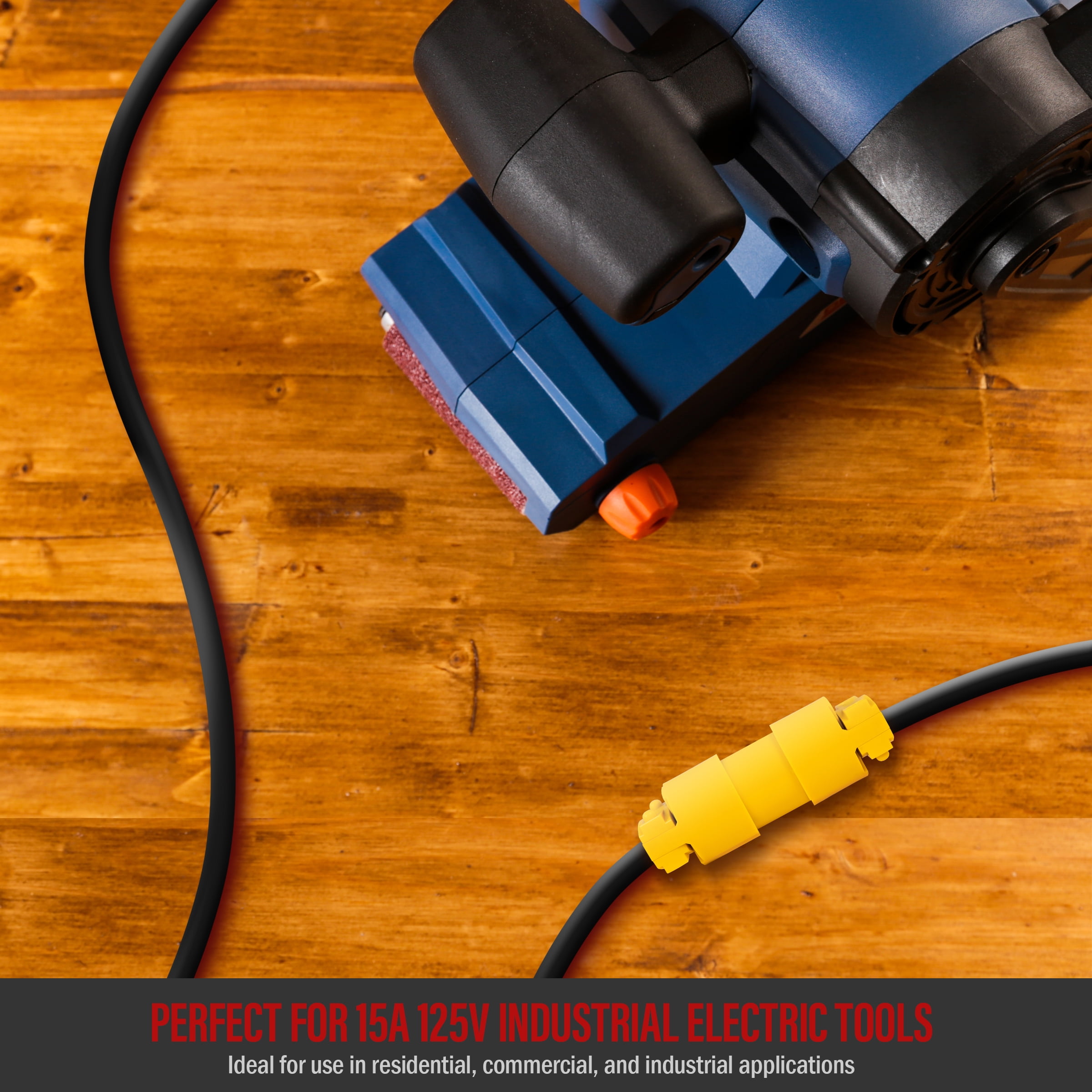 ENERLITES Electrical Replacement Plug & Connector Set, Extension Cord Ends Male and Female, 15 Amp 125 Volt, Straight Blade Plug Grounding Type, NEMA 5-15P & 5-15R, UL Listed, 66202-Y, Yellow, 5 Pack