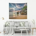 thumbnail image 6 of Clean Sunset Beach Tapestry Wall Hanging Tapestries Happy Colorful Hippie Psychedelic Art Polyester Carpet Wall Decorative for Living Room Bedroom 80x60inch, 6 of 7