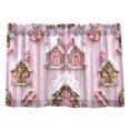 thumbnail image 7 of Yayeee Kitchen Curtains Tier Pair Light Filtering 27"x24" Rod Pocket Short Cafe Window Panel, Pink Gingerbread Houses, 7 of 7
