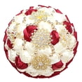 thumbnail image 5 of Luxury Quinceanera Bouquet for Bride, 8.3 Inch Wedding Bouquets with Rhinestone Brooch, Satin Artificial Flowers Bridal Bouquet for Bridesmaid, Indoor Outdoor Ceremony Decor in Burgundy Gold, 5 of 6