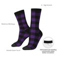 thumbnail image 4 of Haiem Purple Black Plaid Pattern Crew Socks – Soft & Durable Moisture-wicking Socks, Stay-Up Fit for Business, Work, and Casual Wear Size 5-11, 4 of 6