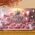 thumbnail image 6 of Pink Theme Banner Royal Crown Princess Backdrop Pink Roses Sparkling Letters Glamorous Party Backdrop for Birthday Party Girls' Birthday Indoor Decoration, 6 of 9