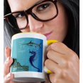thumbnail image 2 of 3drose, Life Is a Beach Cottages with Fish and Seahorse Beach Theme, 15oz Two-tone Yellow Mug, 2 of 6