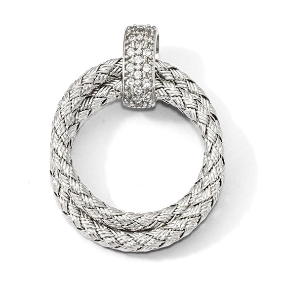 925 Sterling Silver with CZ Cubic Zirconia Braided Pendant Charm 29mm