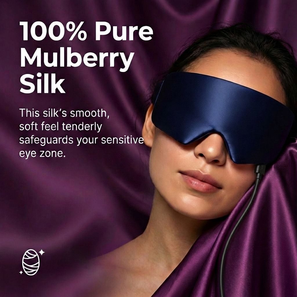 FACEMOON USB Silk Heated Eye Mask for Dry Eyes & Sleep – Warm Compress with Constant Temperature, Dark Circles & Puffiness Support