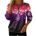 thumbnail image 2 of Ounisa Womens Sweatshirts 2025 Fall Fashion Clothes Half Zip Christmas Gifts Snowflake Graphic Pullover Cropped Tops Workout Soft Outfits, 2 of 5
