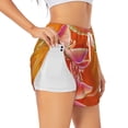 thumbnail image 3 of Lsque Orange Flower Psychedelic Printed Women's Running Shorts with Liner Pockets,Elastic Quick Dry Workout Athletic Gym Yoga Shorts,Womens High Waist Shorts-Medium, 3 of 9