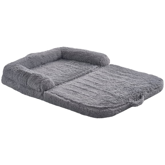 KFFKFF Human-Pet Lounger, 72"x48"x10" Oversized Human-Pet Lounger for Adults and Animals, Full-Sized Pet Lounger with Cleanable PV Velvet Cover, Egg-Shaped Orthopedic Foam, Storage Compartment