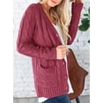 thumbnail image 2 of DOPI Women's Open Front Cardigan Sweaters Fashion Button Down Cable Knit Chunky Outwear Coats, 2 of 6