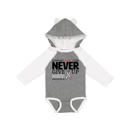 

Inktastic Support Care Cure- Never Give Up- Diabetes Awareness Gift Baby Boy or Baby Girl Long Sleeve Bodysuit