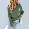 thumbnail image 5 of Lilgiuy Women's Solid Loose V-Neck Long Sleeve Pullover,Army Green,8(L) Winter Fashion 2022, 5 of 5