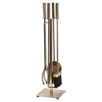 Modern Ember Harriet 5-Piece Fireplace Tool Set in Aged Brass