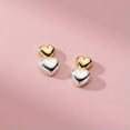 thumbnail image 5 of EOEMY Dual Heart Drop Hoop Dangle Stud Earrings 925 Sterling Silver Womens Jewellery-Gold, 5 of 6