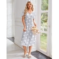 thumbnail image 5 of Ekouaer Nightgowns for Women Bamboo Viscose Long Night Gown Short Sleeve Moo Moos V Neck Sleep Shirts Pleated House Dress, 5 of 6
