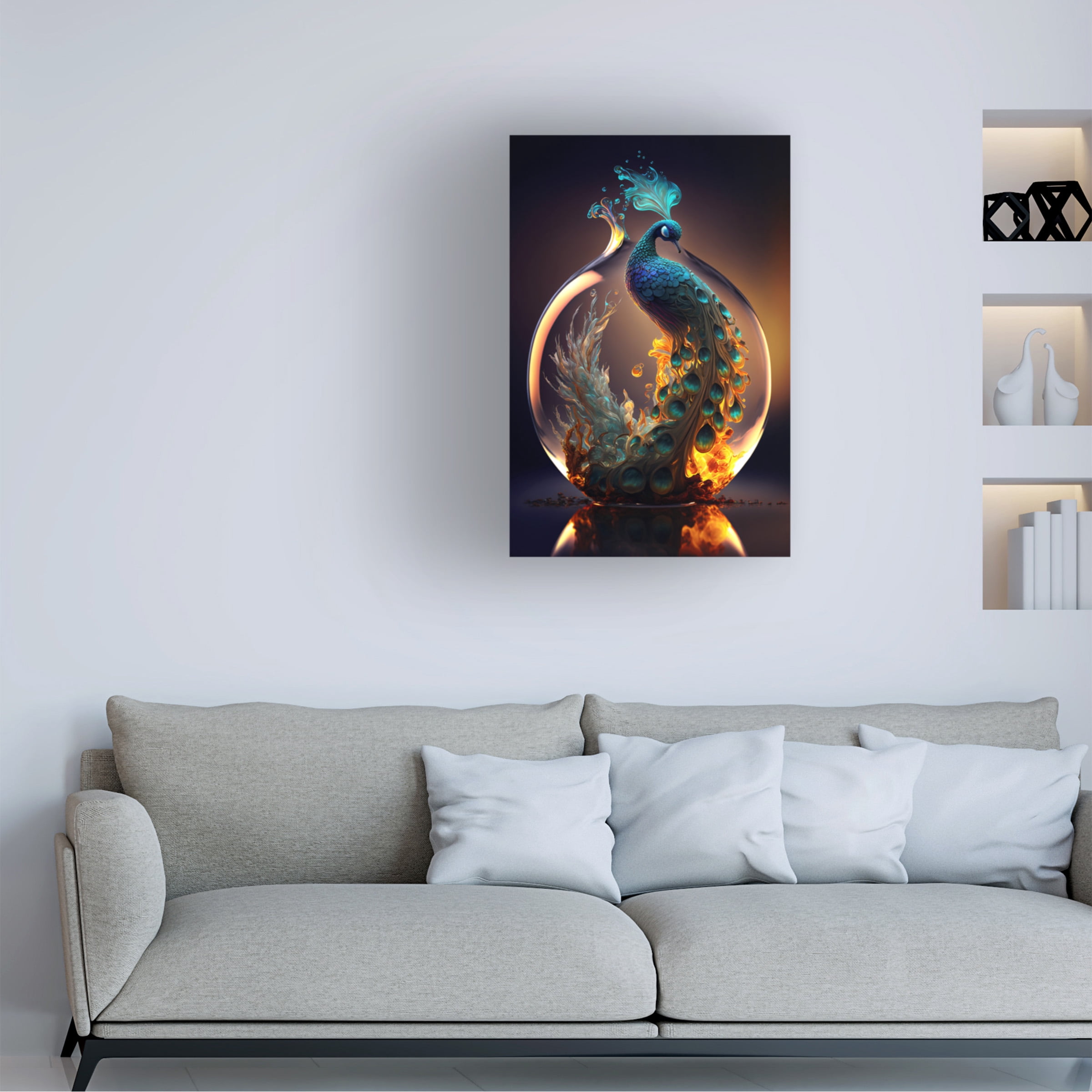 Canvas Wall Art - Ray Heere 'Proud Peacocks 38' Wall Art for Living Room, Bedroom, or Office DÃ©cor by Trademark Fine Art - 12 x 19 Inches
